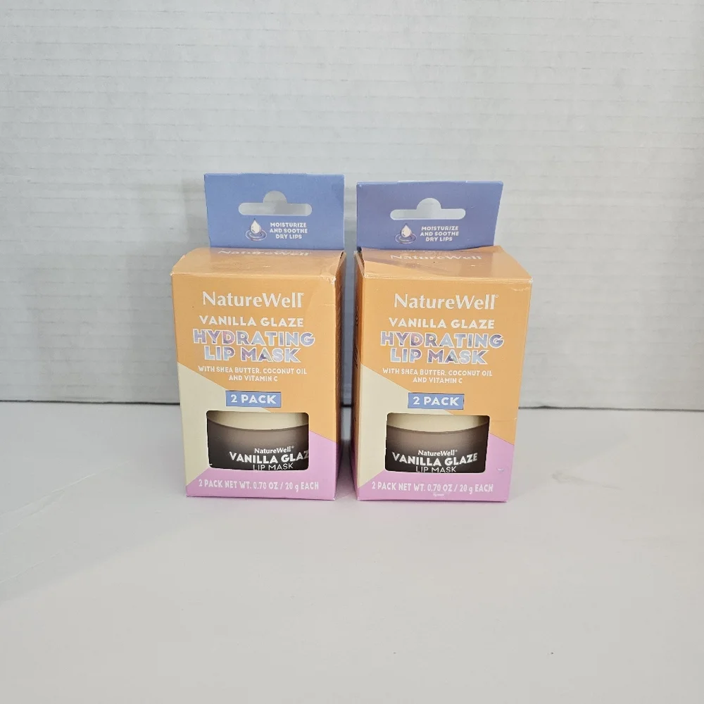 Nature Well Vanilla Glaze Hydrating Lip Mask Shea Butter  & Coconut [ 2×2 Pack]